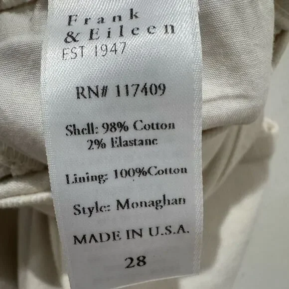 Frank & Eileen MONAGHAN Jeans in Cream, Italian Vintage Denim